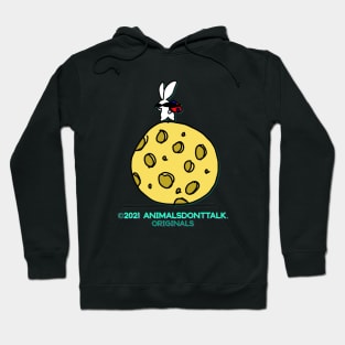 Mr Moustache Rabbit Landed On the Moon Hoodie